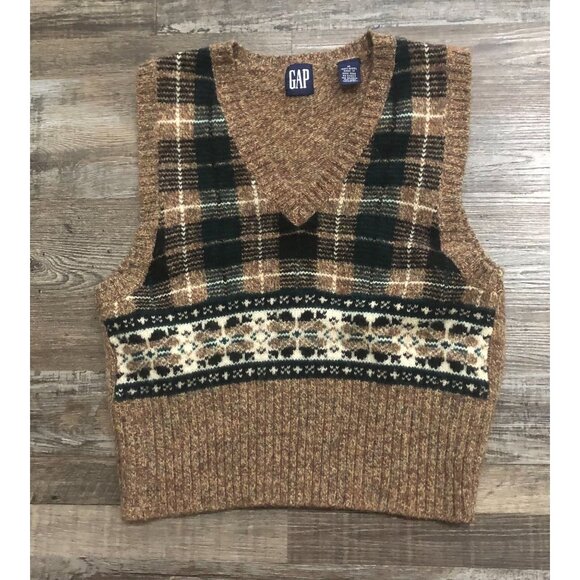 GAP Wool Vest Womens Medium Brown Sleeveless - Picture 1 of 5